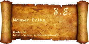 Wohner Erika névjegykártya